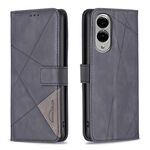 Per Samsung Galaxy S25 Edge 5G Custodia per telefono in pelle con fibbia magnetica e trama a rombi (nero)
