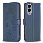 Per Samsung Galaxy S25 Edge 5G Custodia per telefono in pelle goffrata a quattro foglie (blu)