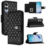 Per Samsung Galaxy S25 Edge 5G Custodia per telefono in pelle con texture rombica e cordino (nero)