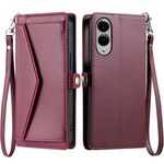 Per Samsung Galaxy S25 Edge 5G Portafoglio Multi-Slot per Scheda Custodia in Pelle per Telefono con Lanyard (Rosso Vino)