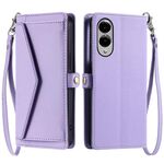 Per Samsung Galaxy S25 Edge 5G Portafoglio Multi-Slot per Scheda Custodia in Pelle per Telefono con Lanyard (Viola)