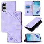 Per Samsung Galaxy S25 Edge 5G Custodia in pelle goffrata effetto pelle (viola chiaro)