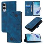 Per Samsung Galaxy S25 Edge 5G Custodia in pelle goffrata effetto pelle (blu)