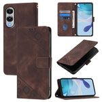 Per Samsung Galaxy S25 Edge 5G Custodia in pelle goffrata effetto pelle (marrone)