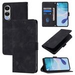 Per Samsung Galaxy S25 Edge 5G Custodia in pelle goffrata effetto pelle (nero)