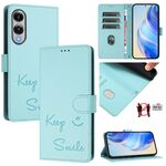 Per Samsung Galaxy S25 Edge 5G Smile Embossing RFID Custodia in pelle per telefono (verde menta)