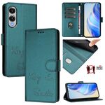 Per Samsung Galaxy S25 Edge 5G Smile Embossing RFID Custodia in pelle per telefono (verde pavone)