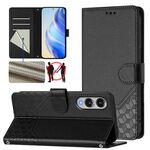 Per Samsung Galaxy S25 Edge 5G Custodia per telefono in pelle con stampa a nido d'ape RFID (nera)