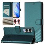 Per Samsung Galaxy S25 Edge 5G Custodia per telefono in pelle con stampa a nido d'ape RFID (verde pavone)
