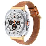 Per Samsung Galaxy Watch Ultra 47mm Cinturino in pelle goffrata a forma di cuore con connettore in metallo (marrone)
