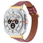 Per Samsung Galaxy Watch Ultra 47mm Cinturino in pelle goffrata a forma di cuore con connettore in metallo (rosso vino)