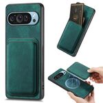 Per Google Pixel 9 Pro XL Custodia magnetica per telefono in pelle retrò (verde)