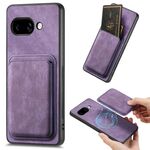 Per Google Pixel 9A Retro Leather Card Bag Custodia magnetica per telefono (viola)