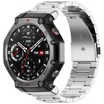 Per Amazfit T-REX 3 cinturino in metallo in acciaio inossidabile a tre perle (argento)