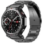 Per Amazfit T-REX 3 cinturino in metallo in acciaio inossidabile a tre perle (nero)