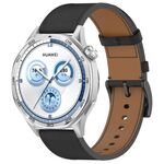 Per Huawei Watch GT 5 46mm Pulsante a pressione 22mm Cinturino in pelle (nero)