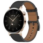 Per Huawei Watch GT 3 42mm Pulsante a pressione 20mm Cinturino in pelle (nero)
