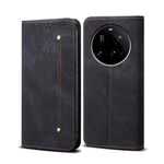 For Xiaomi 15 Ultra Denim Texture Casual Style Horizontal Flip Leather Case(Black)