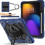 Per Xiaomi Pad 7 / 7 Pro 2024 Custodia per tablet PC ibrido in silicone con robot a contrasto (blu navy e nero)
