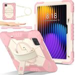 Per Xiaomi Pad 7 / 7 Pro 2024 Custodia per tablet PC ibrido in silicone con robot a contrasto di colore (oro rosa beige)