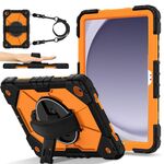For Samsung Galaxy Tab A9+ Contrast Color Robot Silicone Hybrid PC Tablet Case(Black Orange)