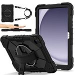 For Samsung Galaxy Tab A9+ Contrast Color Robot Silicone Hybrid PC Tablet Case(Black)