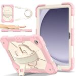 Per Samsung Galaxy Tab A9+ Custodia per tablet PC ibrida in silicone con robot a contrasto (oro rosa beige)
