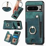 Per Google Pixel 6a Custodia per telefono con portafoglio multi-carta con effetto pelle retrò (verde)