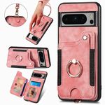 Per Google Pixel 6a Custodia per telefono con portafoglio multi-carta con effetto pelle retrò (rosa)