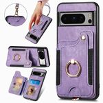 Per Google Pixel 6a Retro Skin-feel Ring Multi-card Wallet Phone Case (Viola)