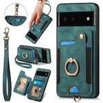 Per Google Pixel 6 Custodia per telefono con portafoglio multi-carta con effetto pelle retrò (verde)