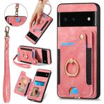 Per Google Pixel 6 Custodia per telefono con portafoglio multi-carta con effetto pelle retrò (rosa)