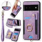 Per Google Pixel 6 Custodia per telefono con portafoglio multi-carta con effetto pelle retrò (viola)
