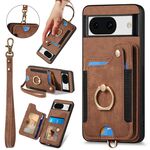 Per Google Pixel 8a Custodia per telefono con portafoglio multi-carta con effetto pelle retrò (marrone)