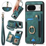 Per Google Pixel 8a Custodia per telefono con portafoglio multi-carta con effetto pelle retrò (verde)