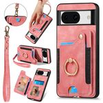 Per Google Pixel 8a Custodia per telefono con portafoglio multi-carta con effetto pelle retrò (rosa)