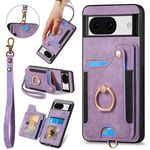 Per Google Pixel 8a Custodia per telefono con portafoglio multi-carta con effetto pelle retrò (viola)