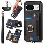 Per Google Pixel 8a Custodia per telefono con portafoglio multi-carta con effetto pelle retrò (nero)