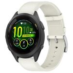 For Garmin Forerunner 265S Press Button 18mm Leather Watch Band(White)