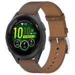 For Garmin Forerunner 265S Press Button 18mm Leather Watch Band(Brown)