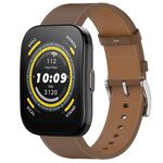For Amazfit Bip 5 / GTR 4 Press Button 22mm Leather Watch Band(Brown)