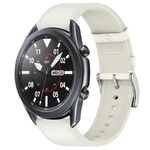 For Samsung Galaxy Watch3 45mm Press Button 22mm Leather Watch Band(White)