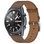 For Samsung Galaxy Watch3 45mm Press Button 22mm Leather Watch Band(Brown)
