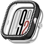 For Redmi Watch 5 Single Row Diamond Half Coverage PC Hollow Watch Protective Case(Black)