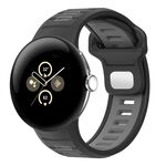 For Google Pixel Watch 3 45mm Two Color Reverse Buckle Silicone Watch Band(Black Gray)