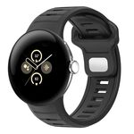 For Google Pixel Watch 3 45mm Two Color Reverse Buckle Silicone Watch Band(Black)