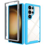 Per Samsung Galaxy S24 Ultra 5G Starry Sky Solid Color Antiurto TPU Trasparente Custodia per PC (Blu cielo)