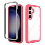 Per Samsung Galaxy S24 5G Starry Sky Tinta Unita Antiurto TPU Trasparente PC Custodia per Telefono (Rosa)
