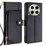 Per Tecno Camon 30 Custodia in pelle con cerniera (nero)