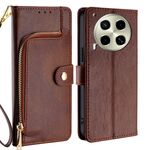Per Tecno Camon 30 Custodia in pelle con cerniera (marrone)